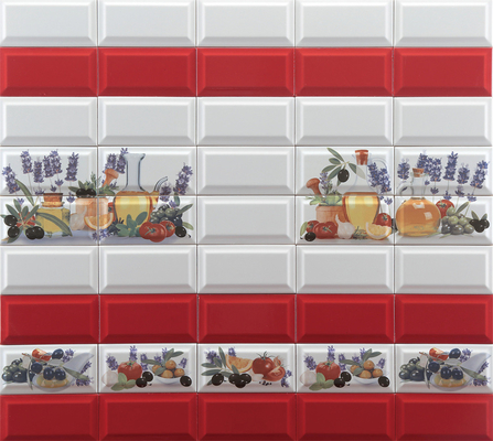 A Scene Of Harvest ,SGS White Body Glossy 7.5x15.2cm Subway Porcelain Wall Tiles For Home Embellishment And Dining Room