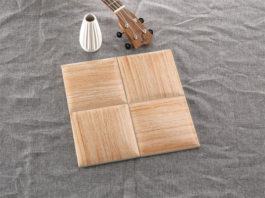 Light Yellow 152x152mm Wood Grain Bread Wall Tiles For Background And Countertop, White Body ISO9001