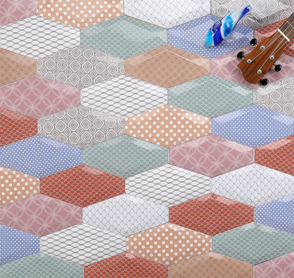 Colorful Bevelled Bread Wall Tiles 10x20cm AAA Grade Subway Tiles For Dining Room