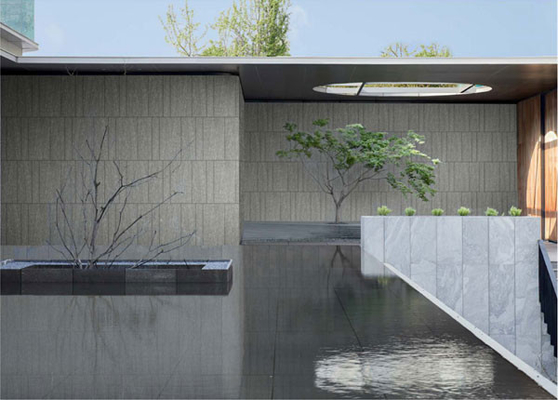 Dark Gray Durable And Acid-Resistant 600x1200mm Flamed Finish Matt Curtain Wall Porcelain Thick Tile For Garden And Square