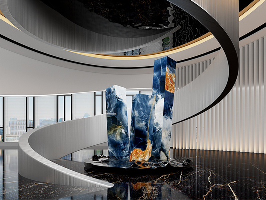 Blue Luxury 1420x2700mm Polished Sintered Stone Slabs For Hotel And Living Room