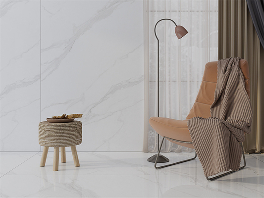 1420x2700mm Matt Carrara White Floor Sintered Stone Slabs For Shopping Mall