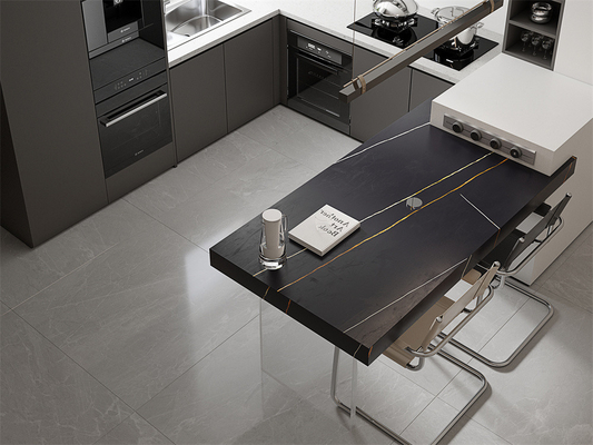 Black Durable Matt Sintered Stone Slabs 1470x2700mm For Living Room And Bathroom