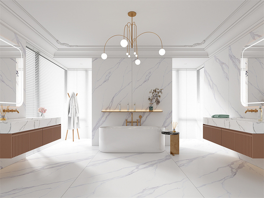 Retro Floor Sintered Stone Slabs For Rebuilding Matt Carrara White 1420x2700mm