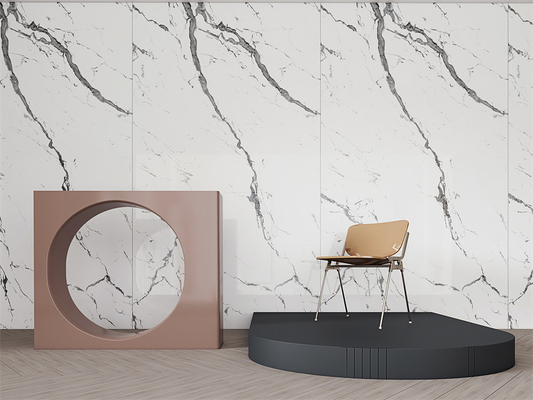 Carrara 1600x3200mm Polished Glazed Porcelain Sintered Stone Slab For Villa Design And Project