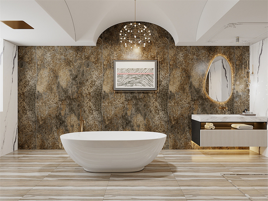 Yellow Matt Indoor Wall 1600x3200mm Sintered Stone Slab For Bathroom Background