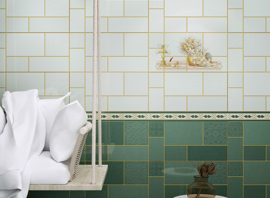 Moisture-Proof Green Ceramic Wall Tiles 300x600mm Indoor Tiles And Durable Tiles For Bathroom