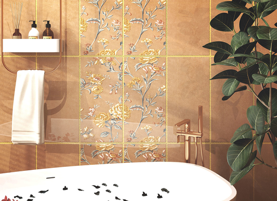 Grade AAA Non-Slip 30x60cm Mirror Surface Ceramic Wall Tile For Restaurant Brown