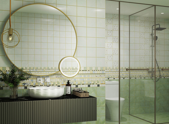 Mirror Surface Green Wall Ceramic Tile And 300x600mm Waterproof Tiles For Bathroom