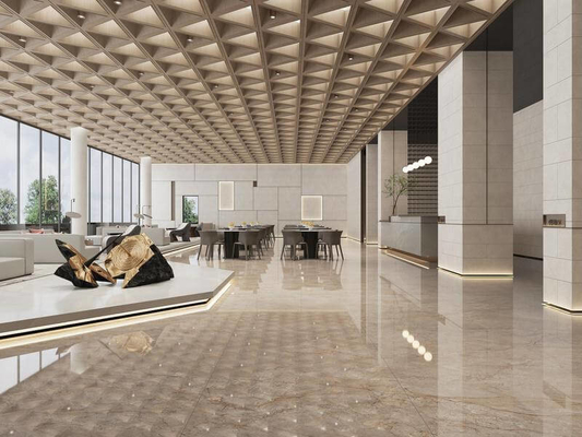 Elegant 1200x1200mm Inside Floor W.A 0.5% Glazed Polished Porcelain Tile Light Yellow For Living Room And House