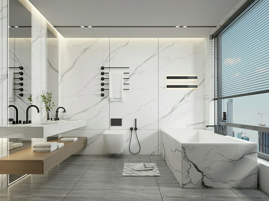White Polished Porcelain Tile 900x1800mm Antibacterial Non-Slip AAA Grade