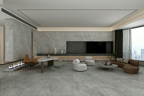 Grey Elegant Exterior Wall And Indoor Floor 900x1800x9mm Glazed Polished Porcelain Tile For Renovation And Project