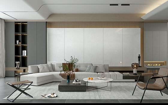 Decorative 900x1800x9mm Vintage Gray Outdoor Wall And Indoor Floor Glazed Polished Porcelain Tile For Hotel