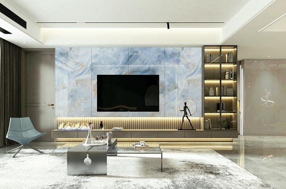 Moisture-Proof 900x1800x9mm Wear-Resistant Inside Floor Blue White Glazed Polished Porcelain Tile	For Decoration