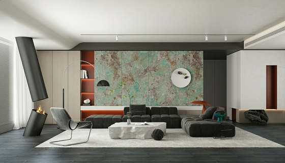 900x1800mm Green Polished Glazed Porcelain Tile 0.5% WA