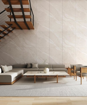Light Yellow Polished Porcelain Glazed Tile Indoor Floor 900x1800x9mm Wear-Resistance For Rebuilding