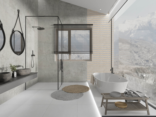 Yellow And Gray 60x120cm Matt Glazed Porcelain Floor Tile For Bedroom Decoration
