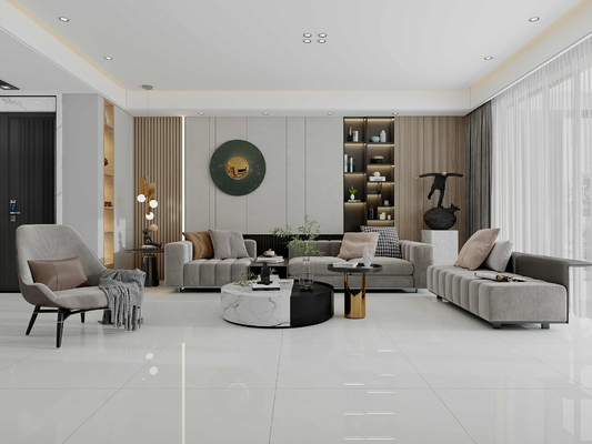 Scratch-resistant Light Gray Indoor Floor 800x800mm Polished Glazed Porcelain Tiles for Project