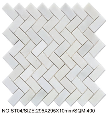 Antibacterial White 295x295mm Natural Stone Swimming Pool Mosaic For Villa