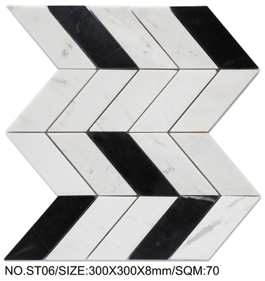 Wear-resistant 300x300mm White and Black Natural Stone Mosaic For Bathroom and Swimming Pool