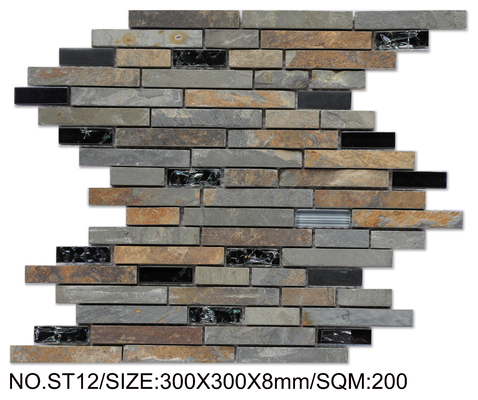 Brown No Fade 300x300mm Natural Stone Mosaic For Decoration and Project