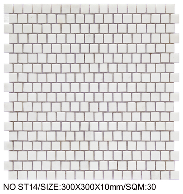 White Elegant 300x300mm Natural Stone Mosaic For Rebuilding and Living Room