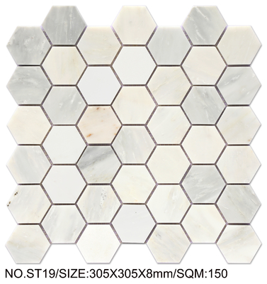 Stain-resistant Hexagon 300x300mm Natural Stone Mosaic For Project And Hotel