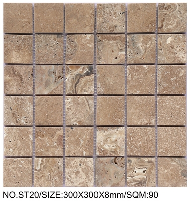 Anti-slip Square Brown 300x300mm Natural Stone Mosaic For Living Room and Bedroom