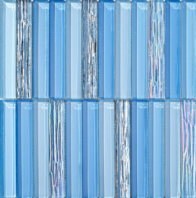 Decorative 300x300mm Blue Glass Mosaics For Hotel and project Wear-resistance