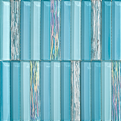 Firebrick 300x300mm Blue Glass Mosaics For Hotel And Living Room Stain-Resistance