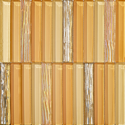 Scratch-Resistant And Waterproof Yellow 300x300mm Wall Glass Mosaics For Bathroom And Office