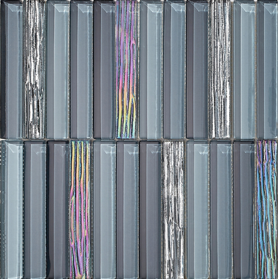 Decorative And Stylish Gray 300x300mm Interior Wall Glass Mosaics For Apartment And Renovation Project
