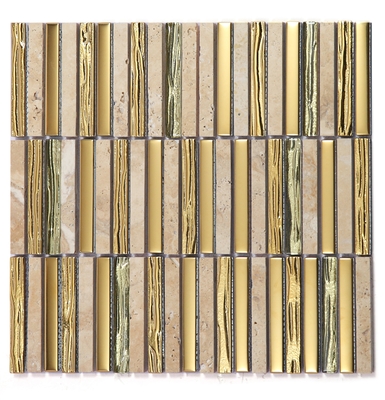 300x300mm Wall Natural Stone Mosaics For Living Room And Balcony Brown wear-resistance