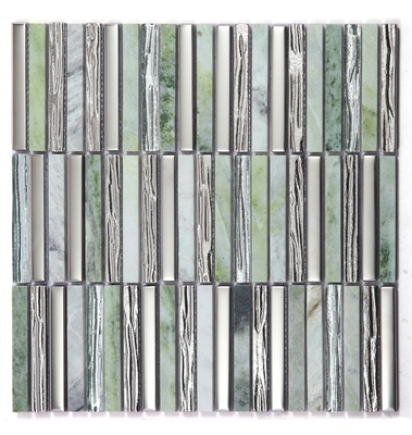 Green Stylish 282x294mm Interior Wall Natural Stone Mosaics For Bedroom and Swimming Pool
