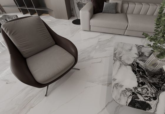 Carrara 1mx1m Firebrick Modern Inside Floor Polished Glazed Porcelain Tile For Living Room and Decoration