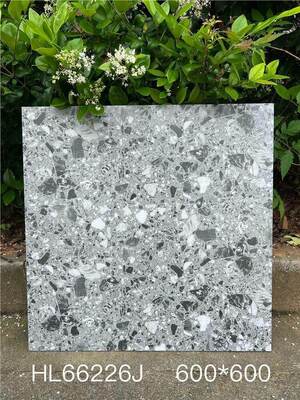 Stain-resistant Gray 600x600mm Indoor Floor Terrazzo Ceramic Tiles For Dining Room and Office