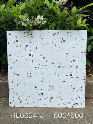 Antibacterial and Durable White 600x600mm Indoor Floor Terrazzo Ceramic Tiles For Kitchen