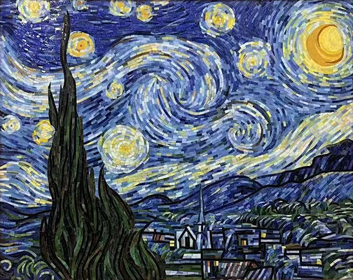 Blue Stunning Art Wall Glass Mosaics For Office and Bathroom