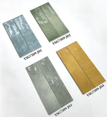 Waterproof Blue 75x300mm Glossy Indoor Ceramic Wall Tiles For Office and Bathroom