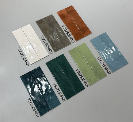 Antibacterial Green 75x300mm Glossy Inside Ceramic Wall Tiles For Dining Room and Office