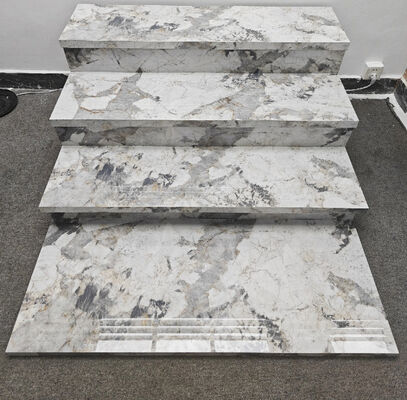 Stunning Beige Leave Space for Led Strip 470x1200mm Polished Glazed Ceramic Staircases For Decoration