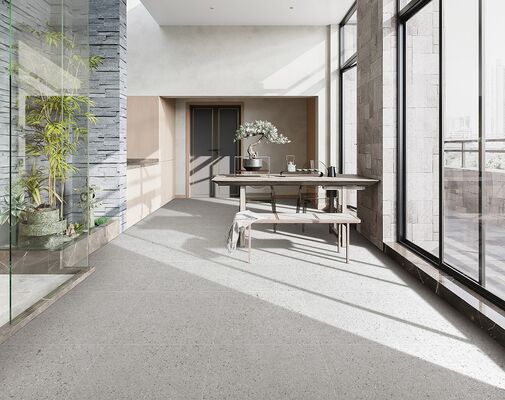 Stunning Gray 600x600mm Terrazzo Lapatto Wear-resistant Porcelain Tiles for Bedroom