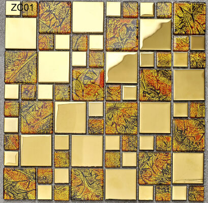 Elegant and Non-slip Glass and Metal Wall Swimming Pool Mosaics For Renovation