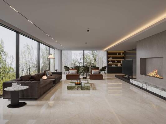 Durable and Decorative Beige 1600x3200mm Marble Wall Polished Sintered Stone Slab Thickness 12mm for Living Room and Office