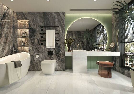 Decorative and Waterproof 1600x3200mm Beige and Gray Full Body Slabs Marble Thickness 12mm Wall Polished Sintered Stone Slab For Living Room and Dining Room