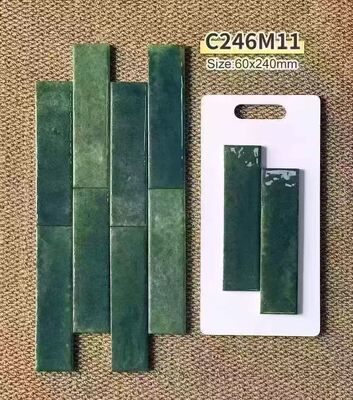 Stylish Moisture-proof Stunning Eco-friendly Green Blue Yellow 60x240mm Thickness 9mm Glossy Indoor Decorative Wall Tiles For Dining Room And Living Room