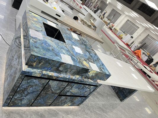 Eco-friendly Waterproof Anti-slip Moisture-proof Durable Wear-resistant Blue And White Luxury Stone Countertop Polished Marble Slabs Island Table For Renovation 2 Styles
