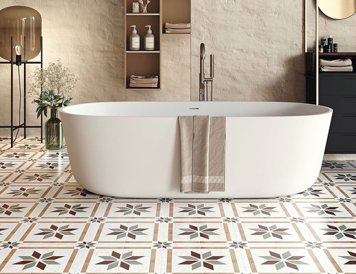AAA 8.5mm 20x20cm Cement Floor Tile Decorative SGS Rustico Blanco Brillo