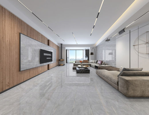 ISO9001 1152SQM Polished Glazed Tiles , 80x80cm Grey Marble Porcelain Floor Tile