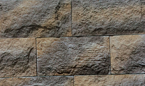 handcrafted Beige Gray Orange Cultured Stone Brick Mushroom Cement Wall 14mm